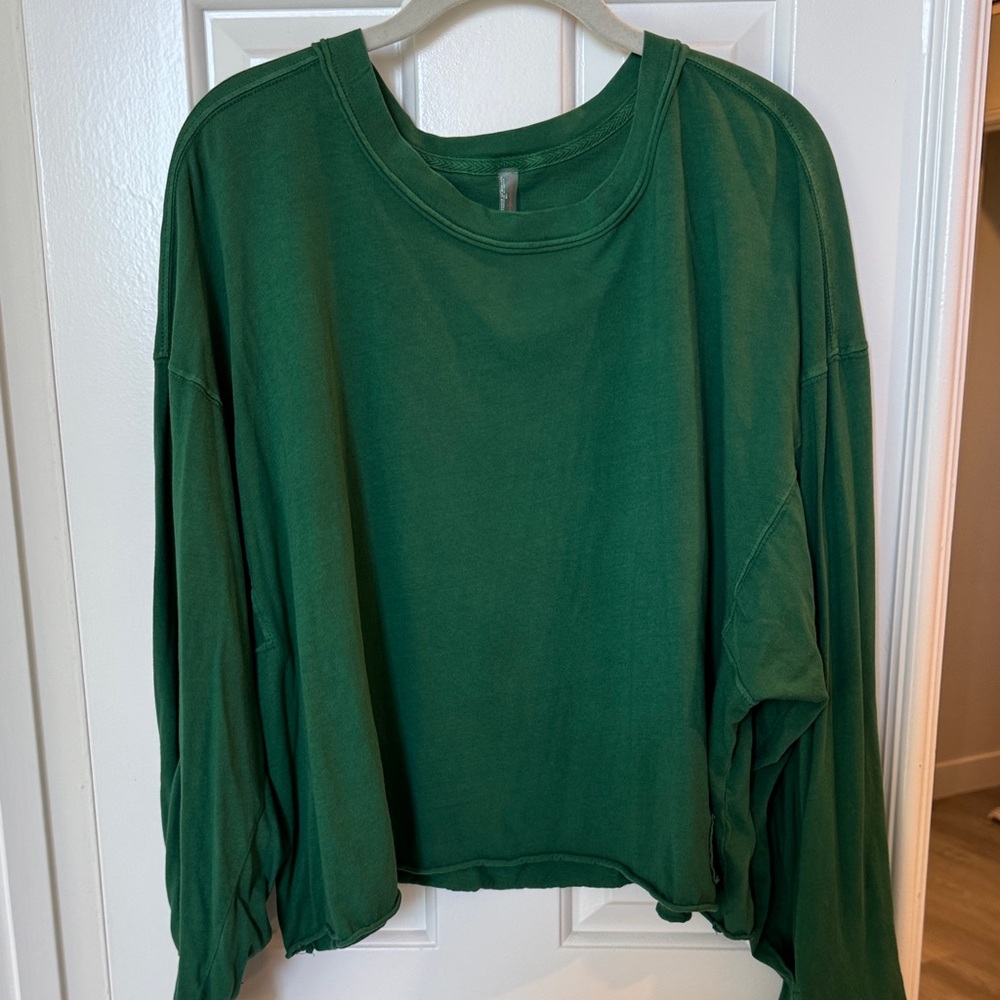 Free People Green Long Sleeve Top L